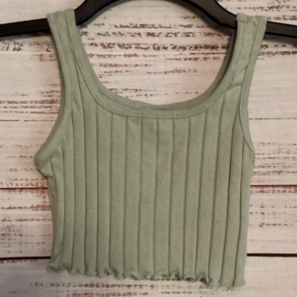 SHEIN Light Green Ribbed Kids Tank Top